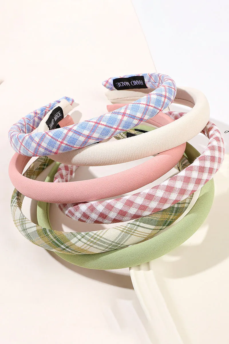 6PCS PLAID PATTERN HEADBAND, 6PCS PER 1 PACK