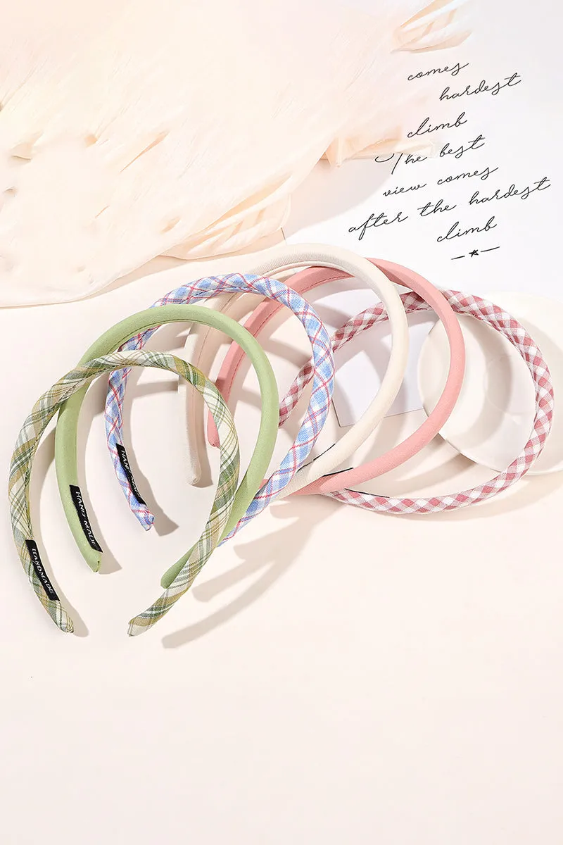 6PCS PLAID PATTERN HEADBAND, 6PCS PER 1 PACK