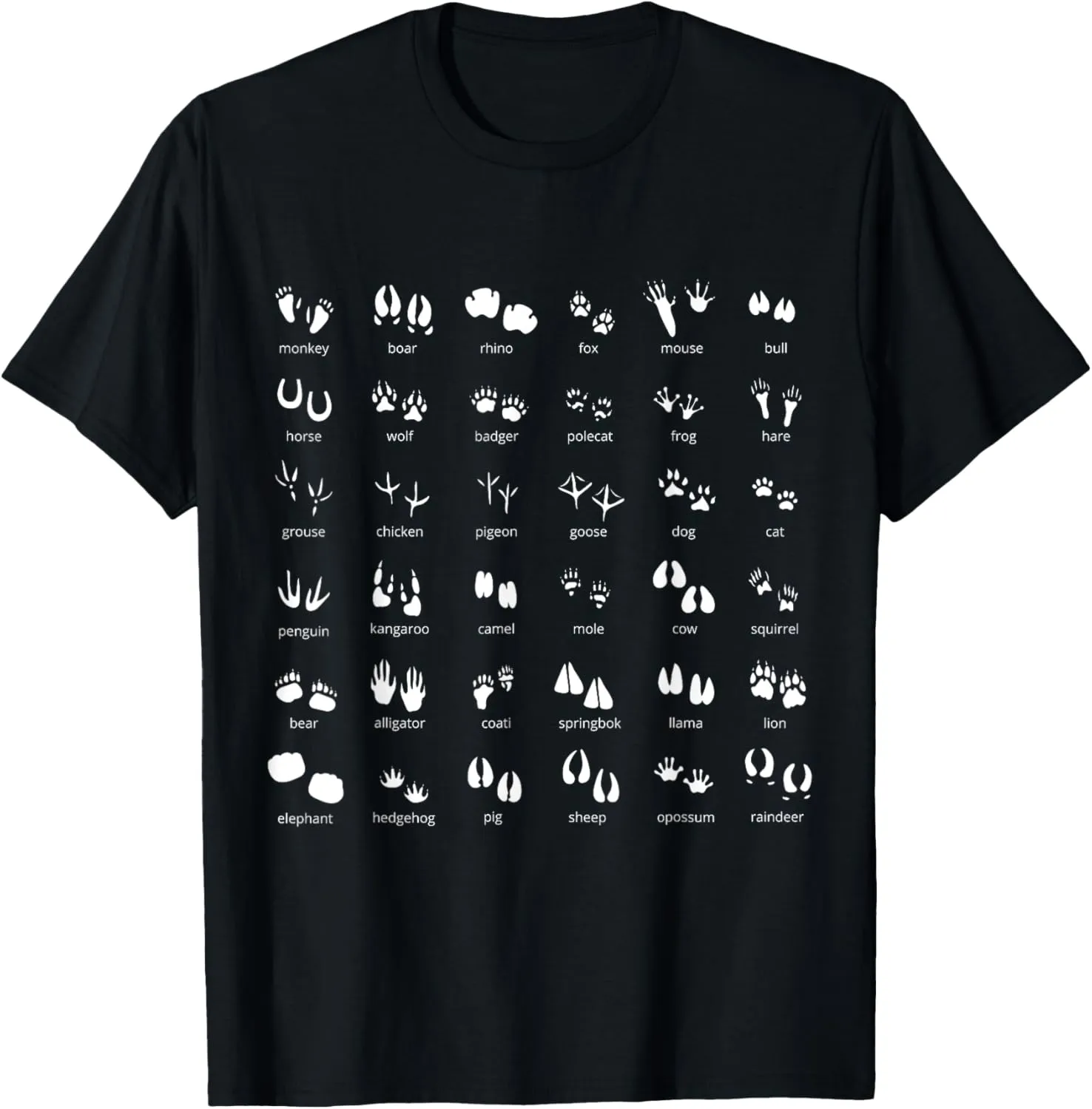 Animal Tracks Footprints Paws Nature Explorer Animals Lover T-Shirt