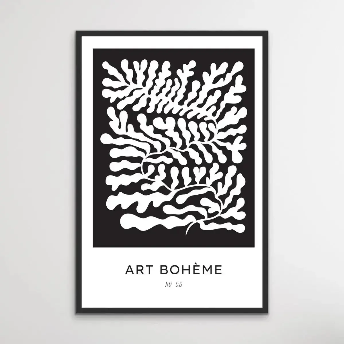 Art Boheme Number Five -  Minimalist Black and White Leaves Classic Art Print