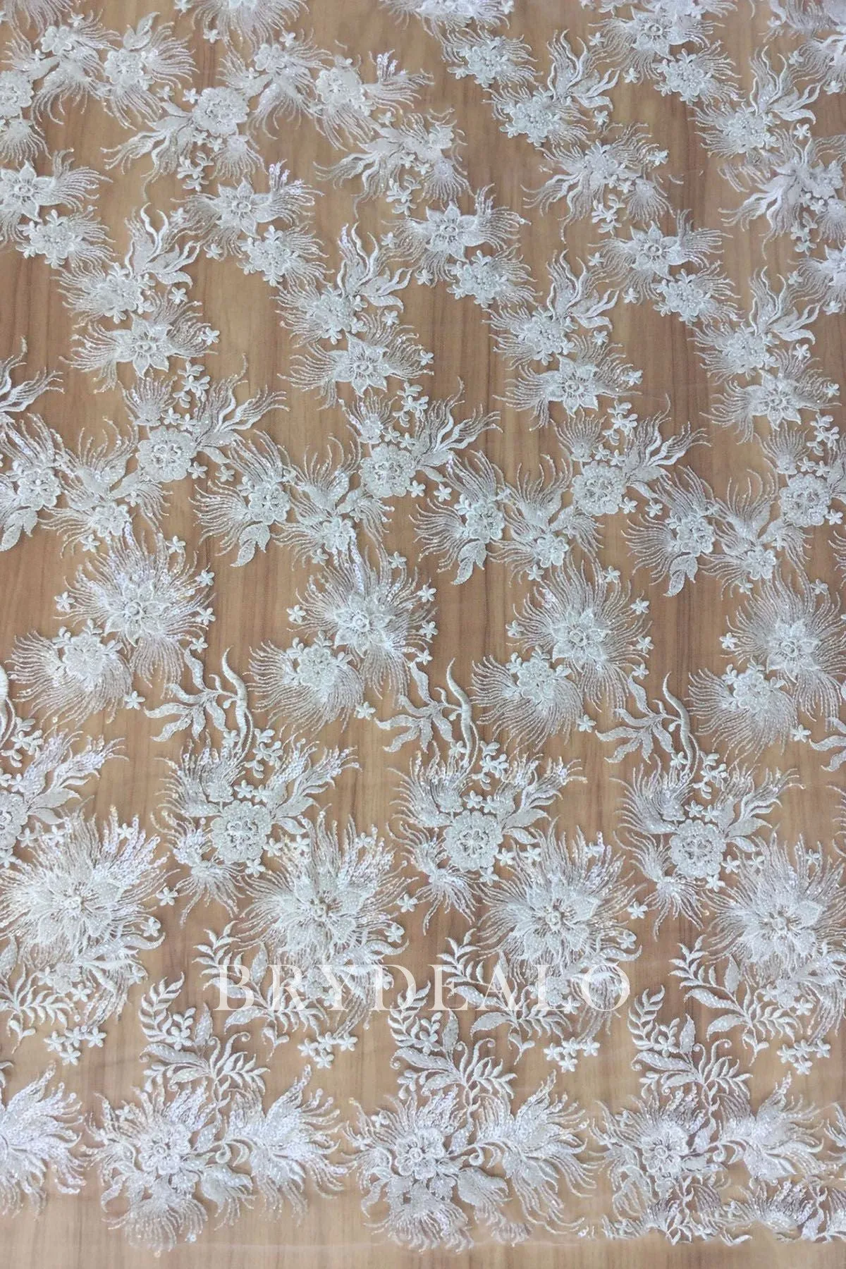 Beaded Flower Apparel Lace Fabric for Wholesale