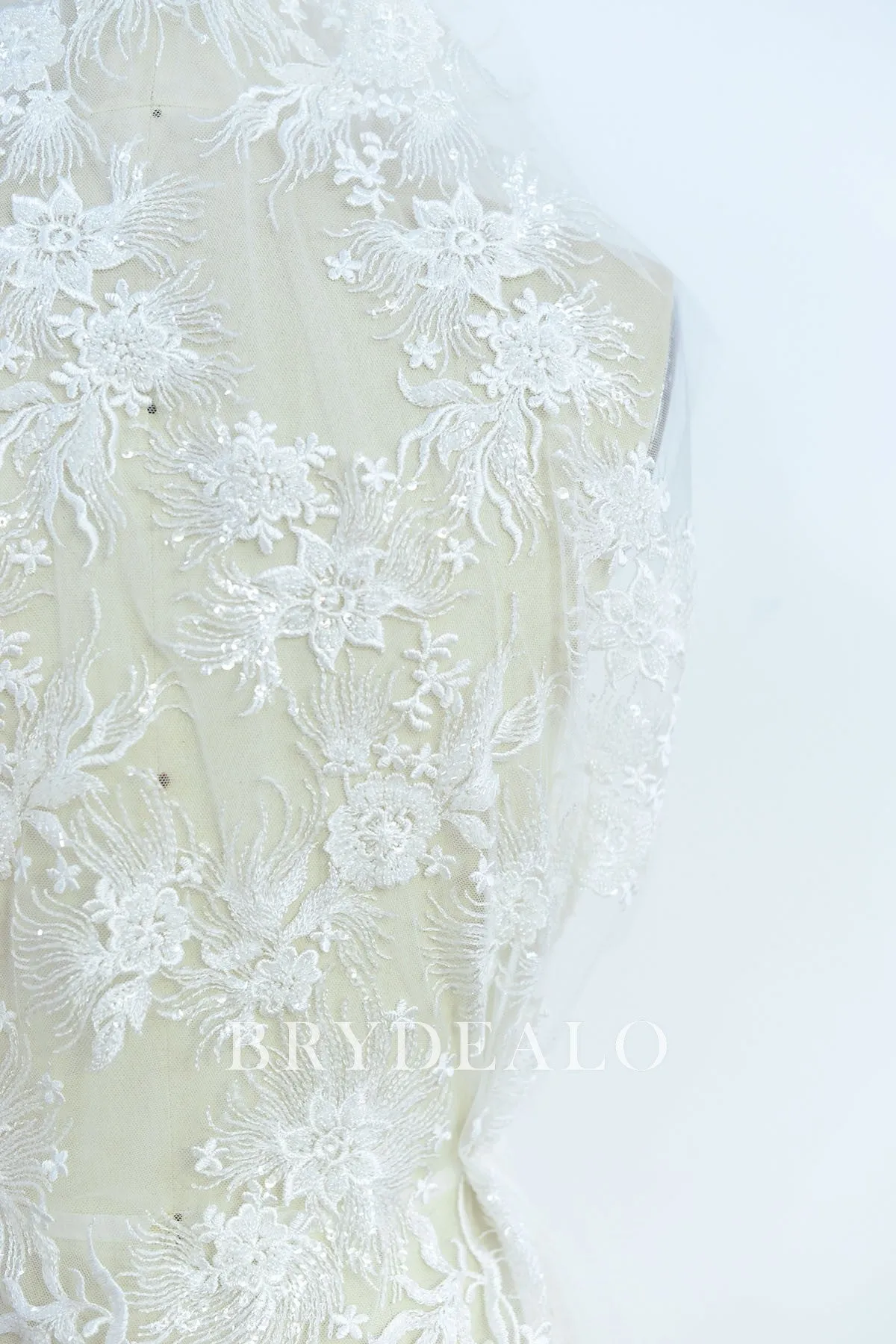 Beaded Flower Apparel Lace Fabric for Wholesale
