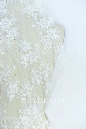 Beaded Flower Apparel Lace Fabric for Wholesale