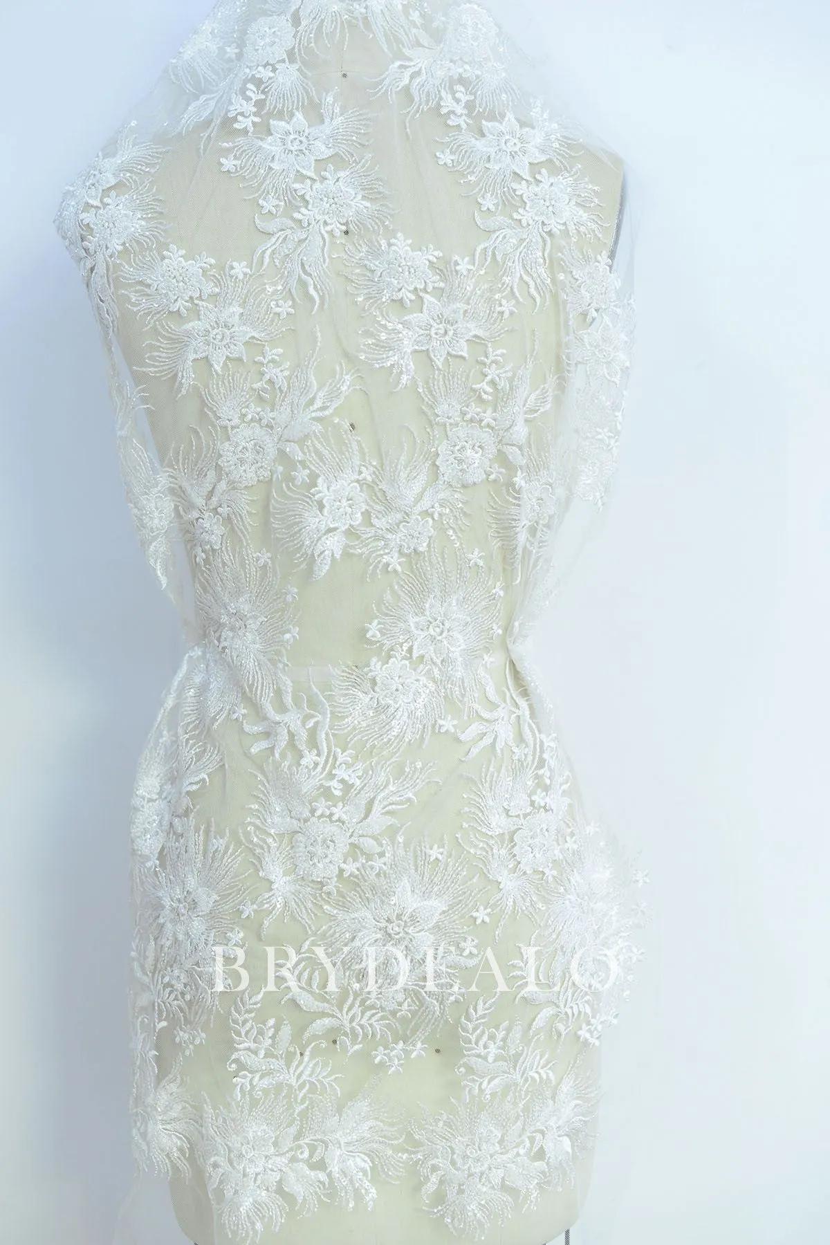 Beaded Flower Apparel Lace Fabric for Wholesale