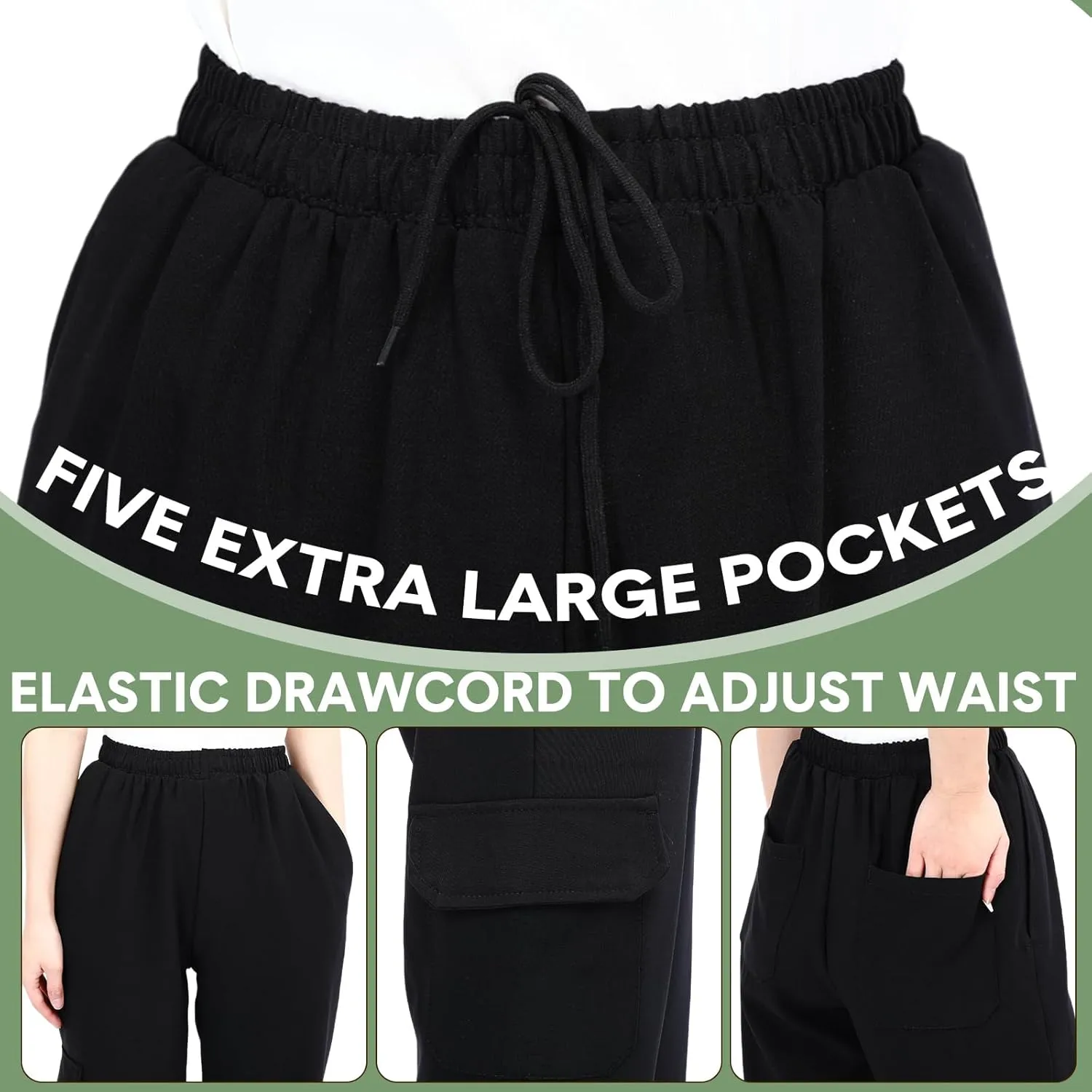 Blosssound Summer Men's Chef Pants Pack Classic 5 Pocket Chef Cargo Baggy Kitchen Pants with Elastic Waist
