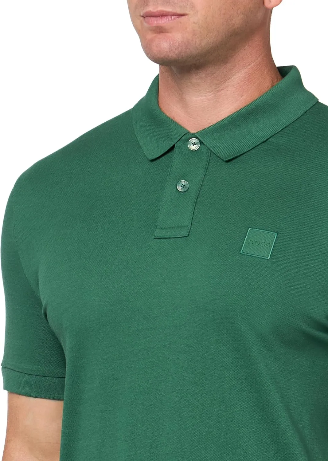 BOSS Men's Square Patch Logo Slim Fit Pique Polo Shirt