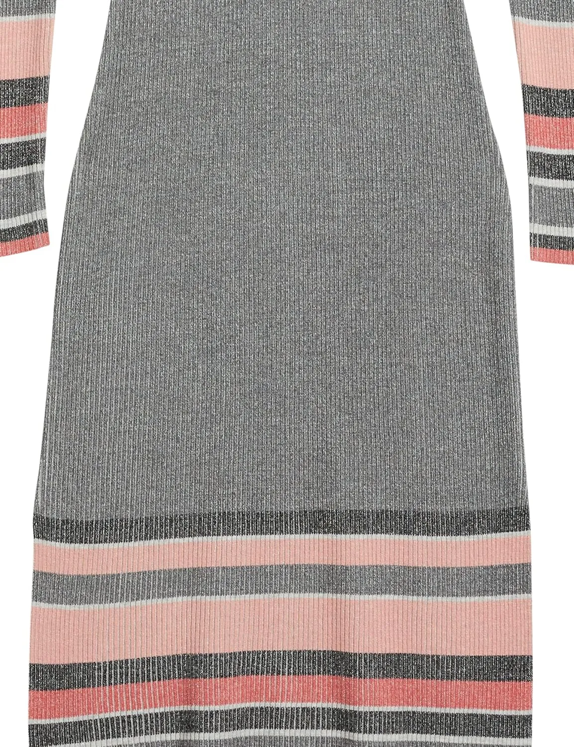 Cable Stitch Women's Stripe Ribbed Dress - Crewneck Long Sleeve Colorblock Bodycon Fitted Midi Sweater Dress