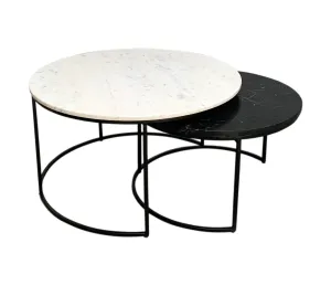 Delaney Nesting Coffee Table - White / Black