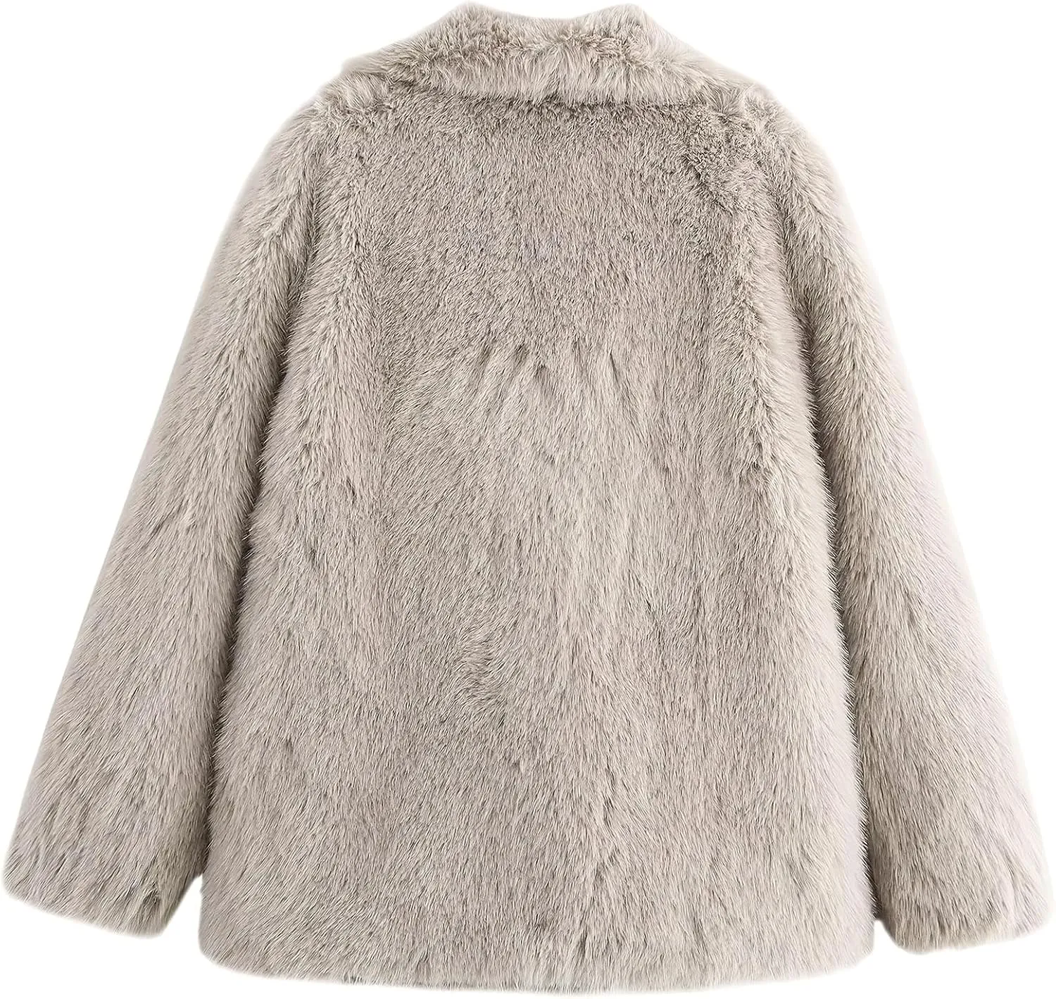 ebossy Women's Faux Fur Crop Jacket Long Sleeve Lapel Winter Warm Fluffly Leopard Pure Color Sherpa Coat