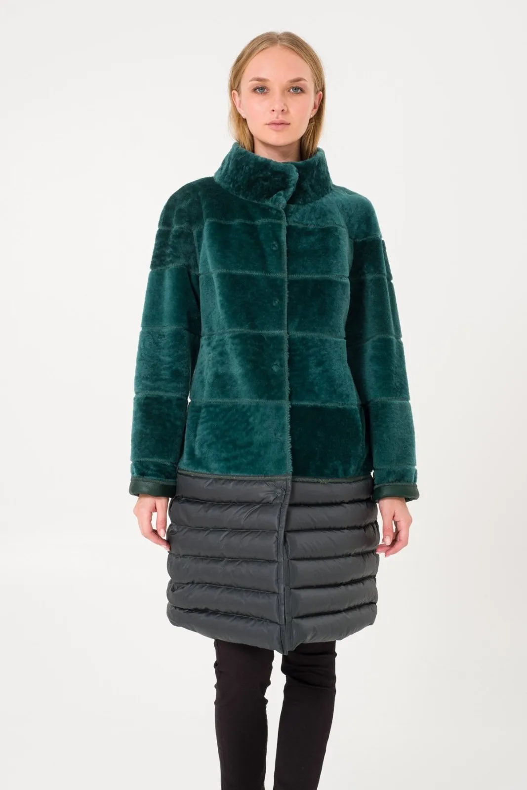 Emerald Green Long Shearling Coat