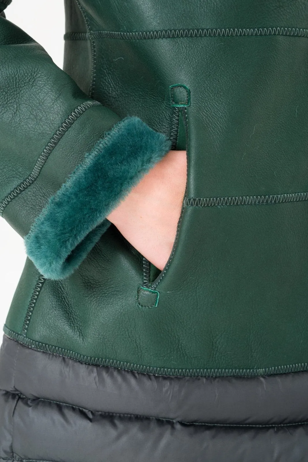 Emerald Green Long Shearling Coat