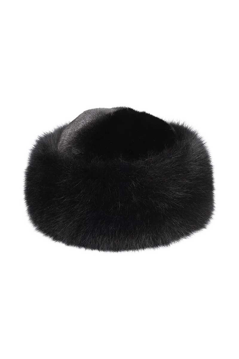 GiGi Mink Fur Crown and Fox Fur Roller Hat