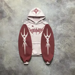 Girlary Embroidery Sweatshirt Gothic Y2k Youth Casual Men Version Tops New Simple Daily Loose Splicing Hoodies Women Geometric Pattern