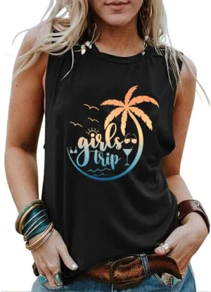 Girls Trip Shirts for Women Tshirt Besties Travel Graphic Tee 2025 Novelty Summer Vacation Beach Hawaii Top