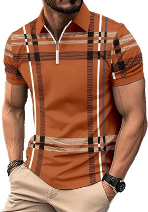 Men's Polo Shirts 2025 Short Sleeve Casual Polo T Shirt Color Block Slim Fit Golf Shirts with Pocket