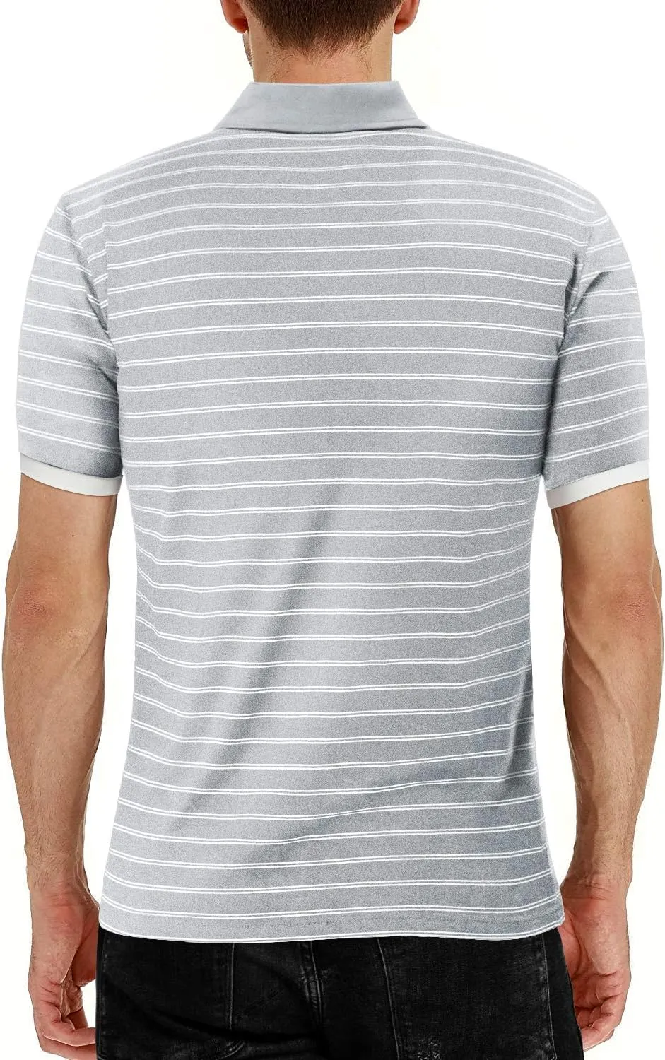 MLANM Men's Polo Shirt Short/Long Sleeve Casual Slim-fit Basic Designed Stripe Cotton Shirts