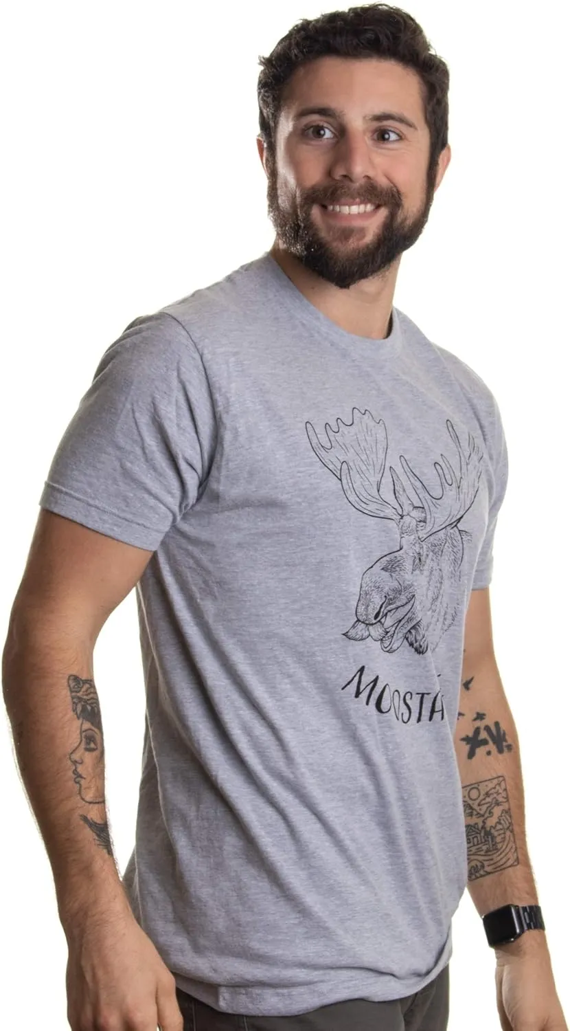 Moostache | Dad Joke Funny Stupid Animal Moose Humor Pun Mustache Men T-Shirt