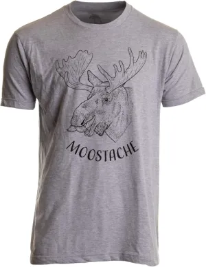 Moostache | Dad Joke Funny Stupid Animal Moose Humor Pun Mustache Men T-Shirt