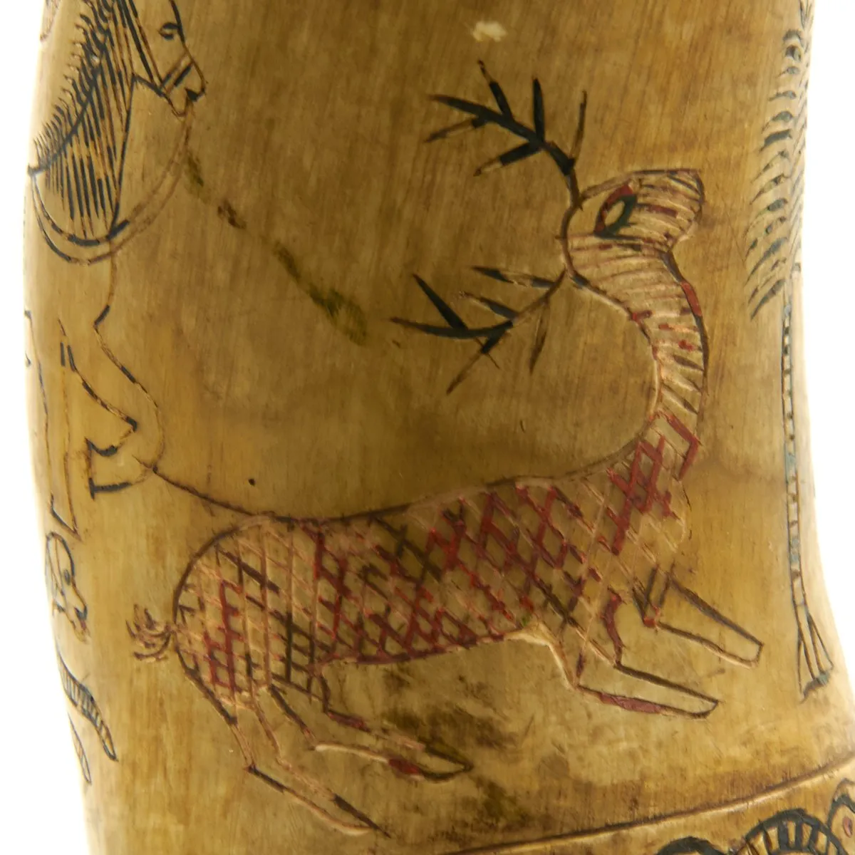 Original Portuguese Napoleonic Era Heavily Engraved and Named Powder Horn - c.1750-1800