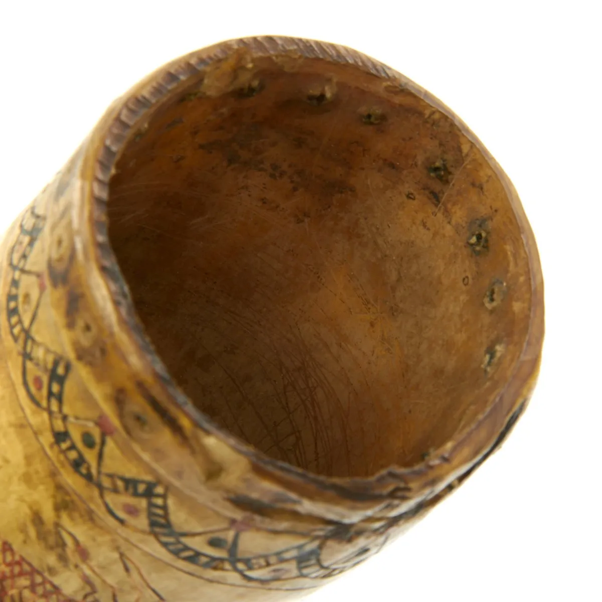 Original Portuguese Napoleonic Era Heavily Engraved and Named Powder Horn - c.1750-1800