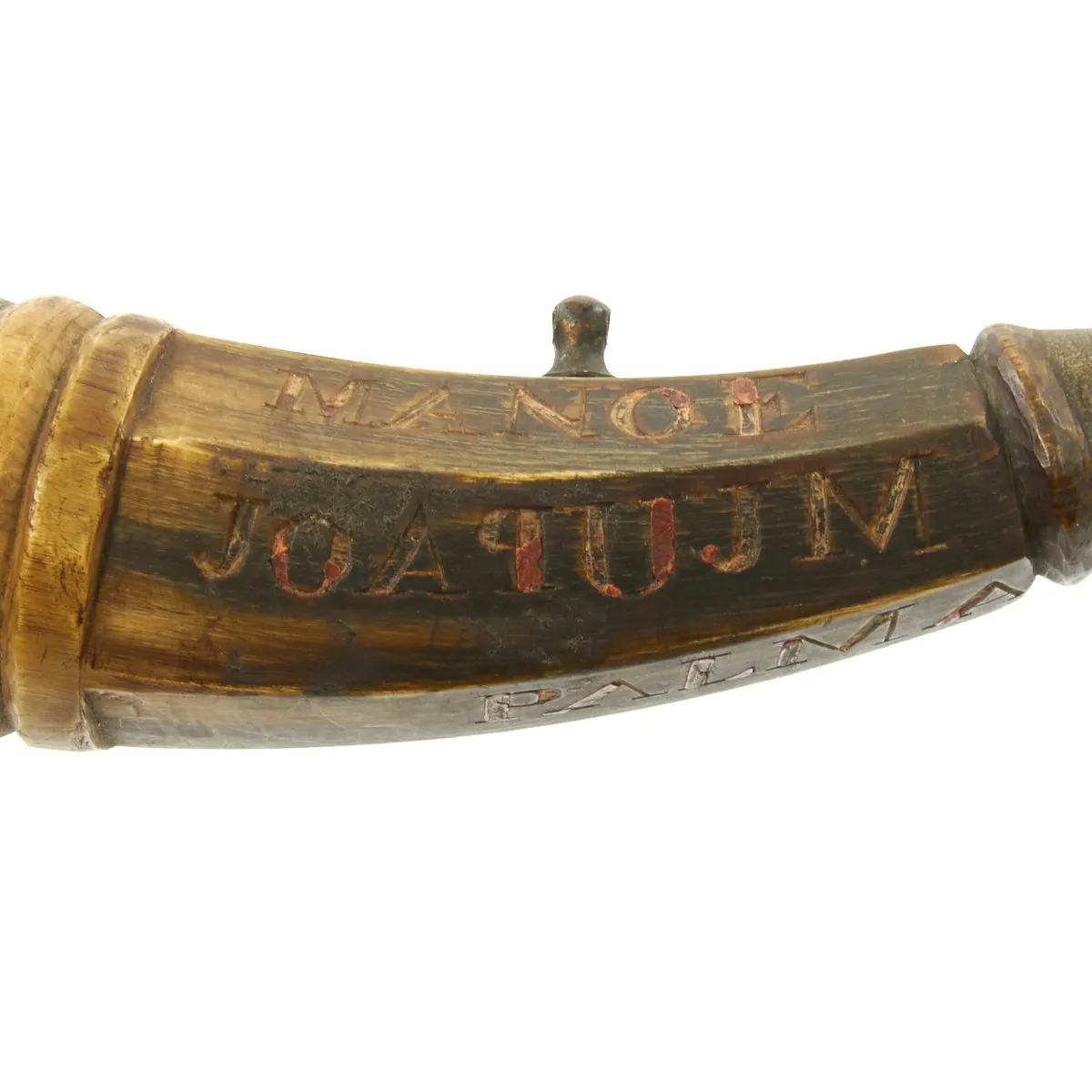 Original Portuguese Napoleonic Era Heavily Engraved and Named Powder Horn - c.1750-1800