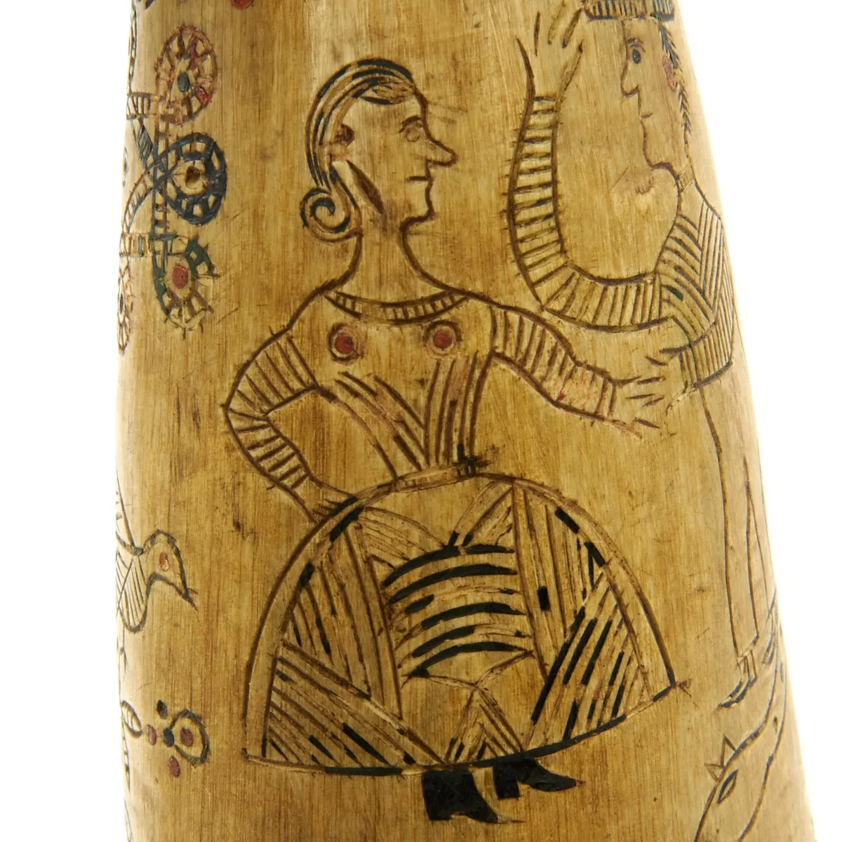 Original Portuguese Napoleonic Era Heavily Engraved and Named Powder Horn - c.1750-1800