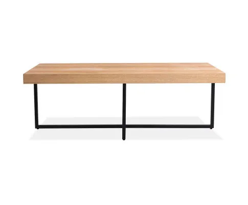 Petunia Coffee Table 120cm Elm Timber Wood Black Metal Leg - Natural
