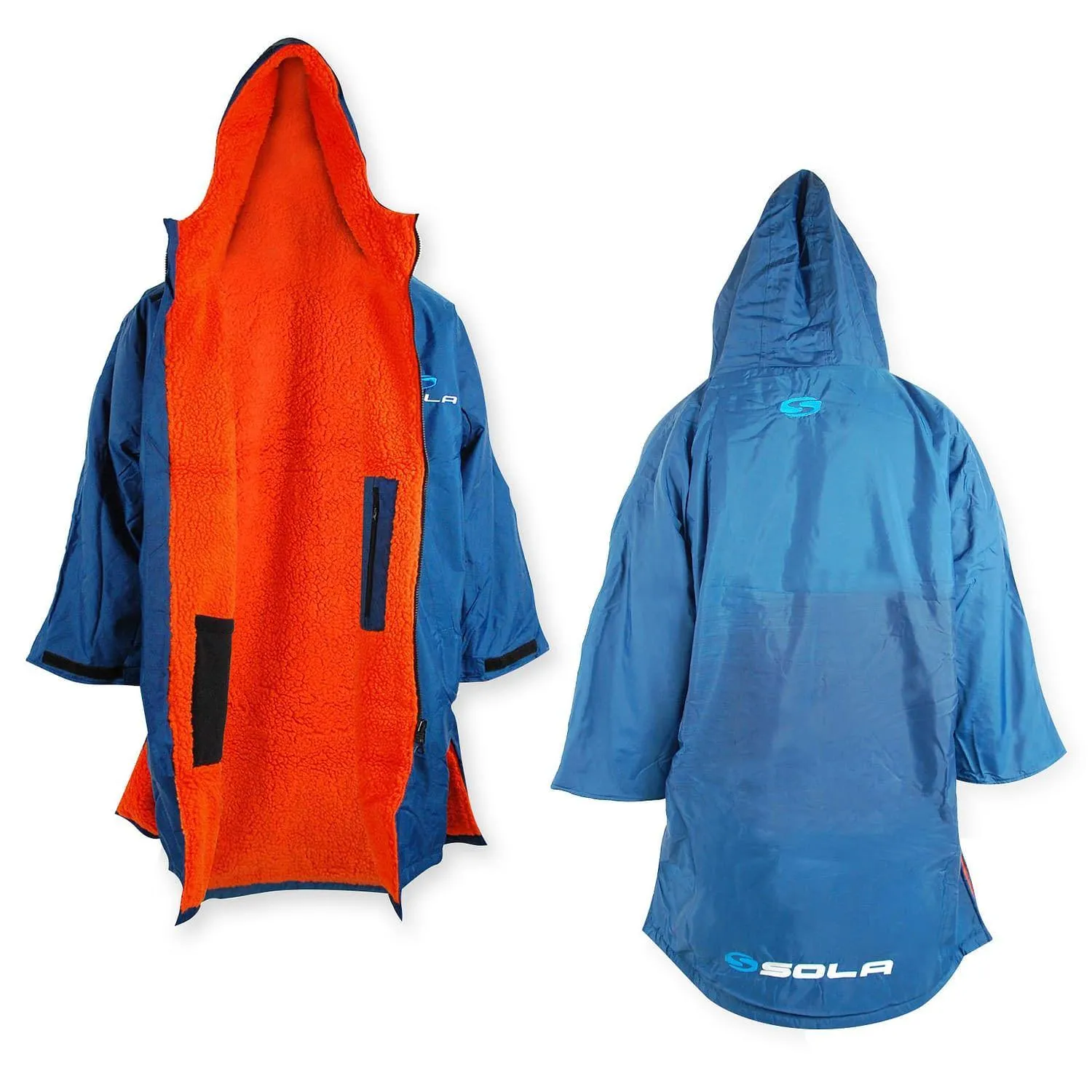 Sola Waterproof Dry Changing Robe Coat Blue/Orange