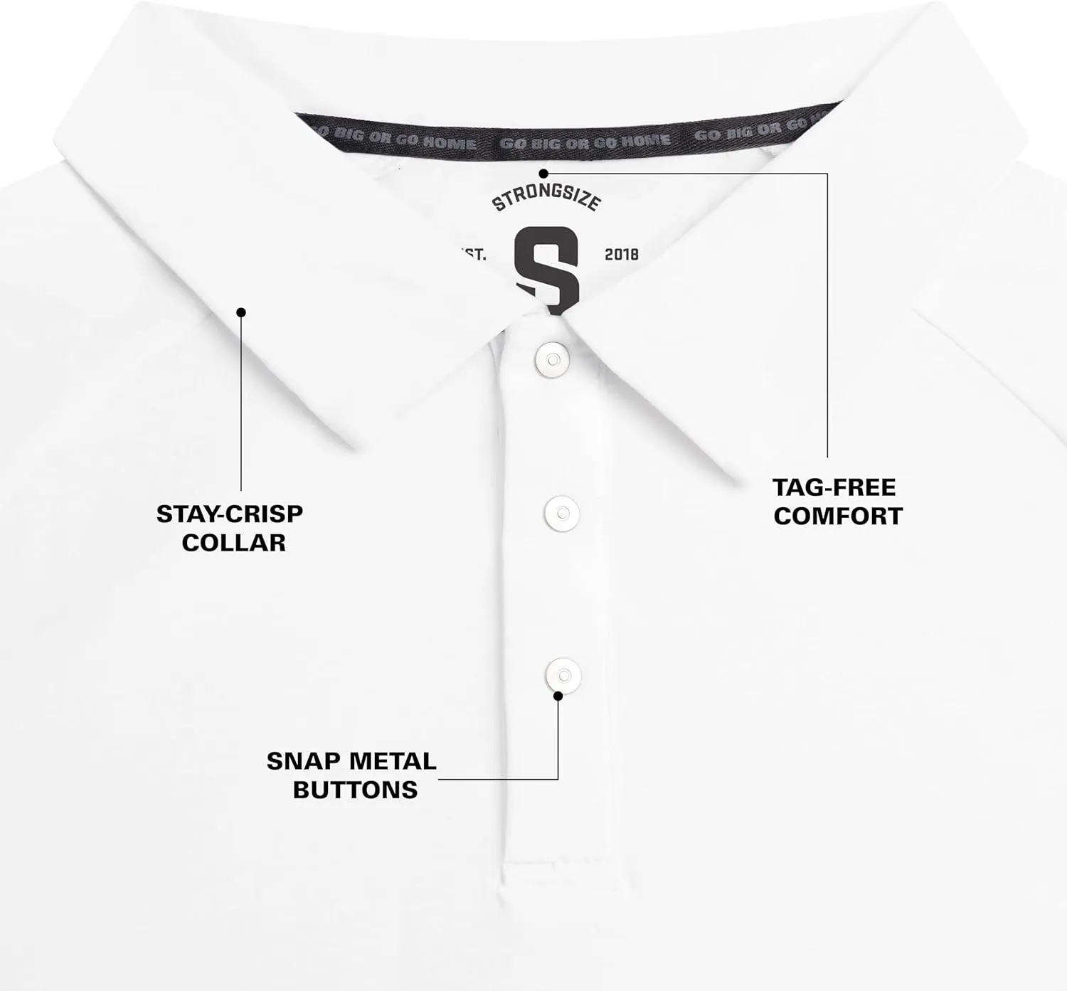 STRONGSIZE Mens Big & Tall Polo Shirt  Premium Stretch Cotton Polo for Men with Metal Snap Buttons