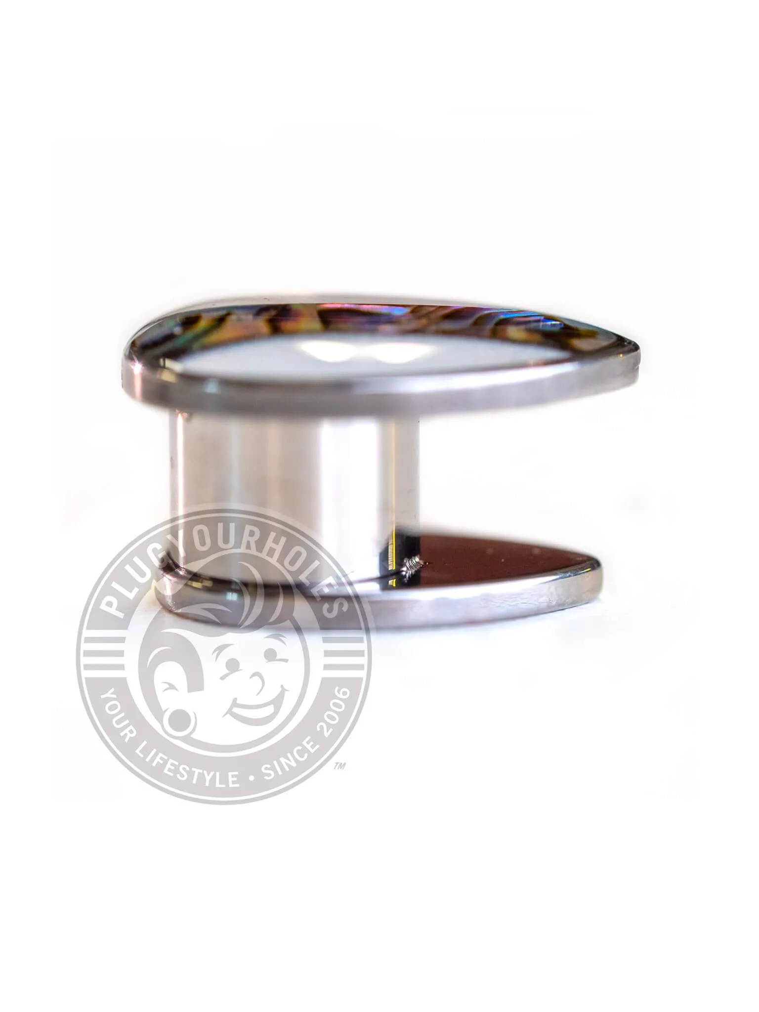 Teardrop Facade Abalone Stripe Steel Plugs