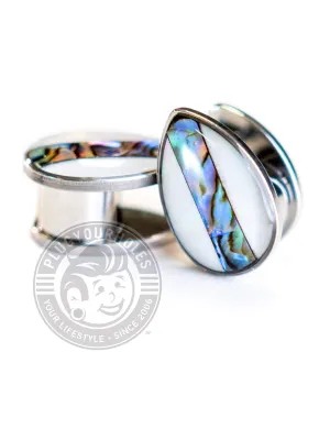Teardrop Facade Abalone Stripe Steel Plugs