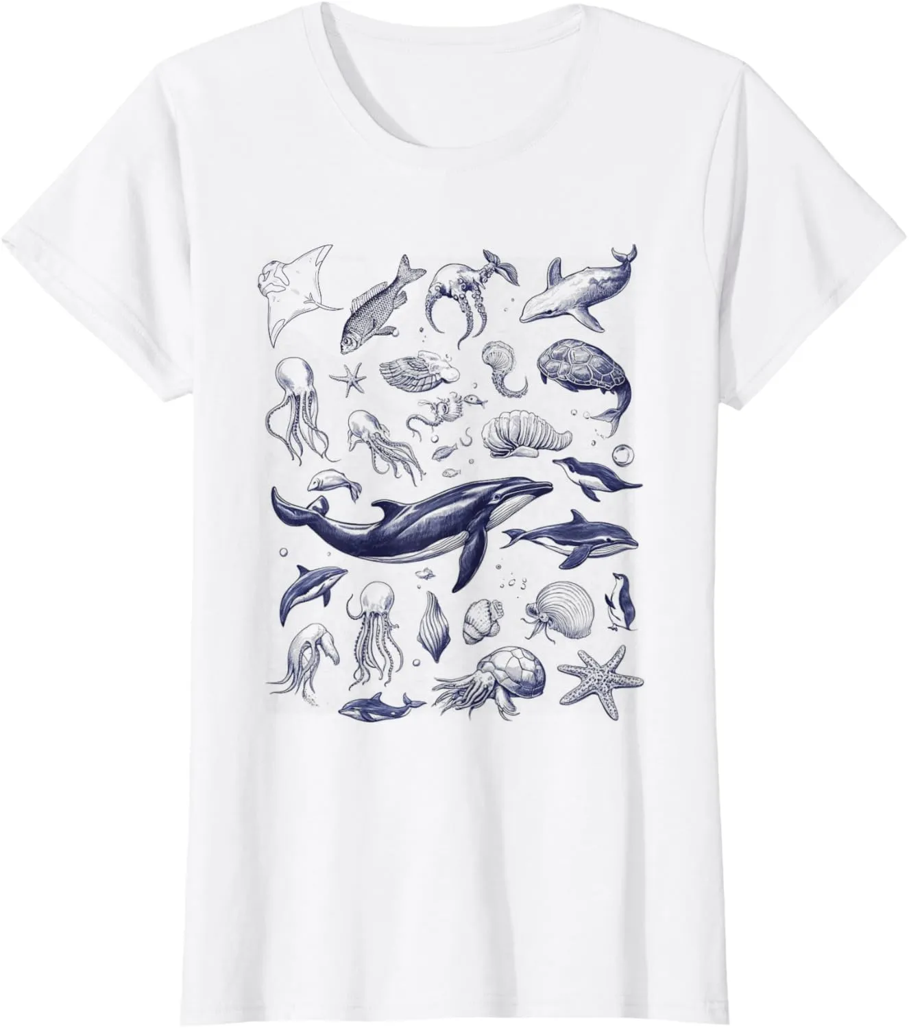 Vintage 90s Tattoo Sea Animal Retro Ocean Women Girls T-Shirt