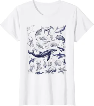 Vintage 90s Tattoo Sea Animal Retro Ocean Women Girls T-Shirt